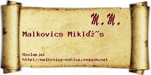 Malkovics Miklós névjegykártya