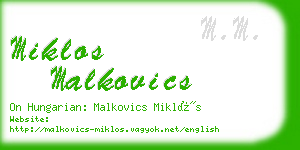 miklos malkovics business card